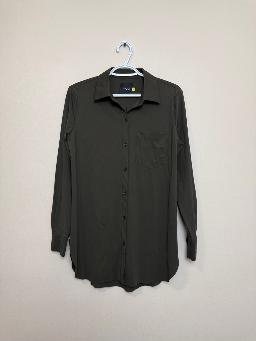 Lysse Button-Up tunic Shirt in Olive Green size S